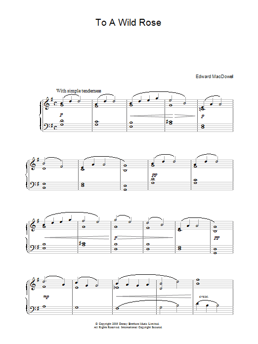 Edward MacDowell To A Wild Rose sheet music notes and chords. Download Printable PDF.