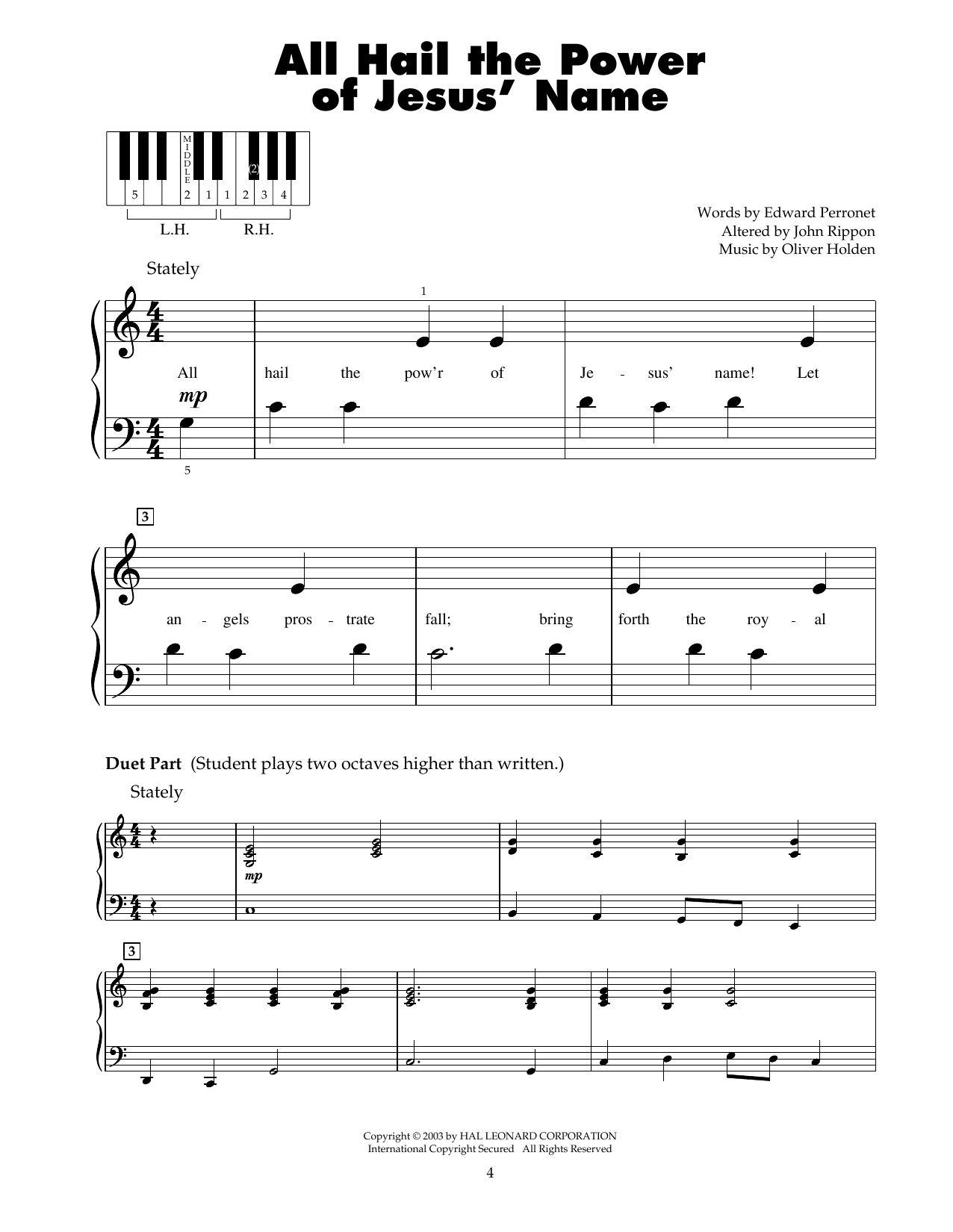 Edward Perronet All Hail The Power Of Jesus' Name sheet music notes and chords. Download Printable PDF.