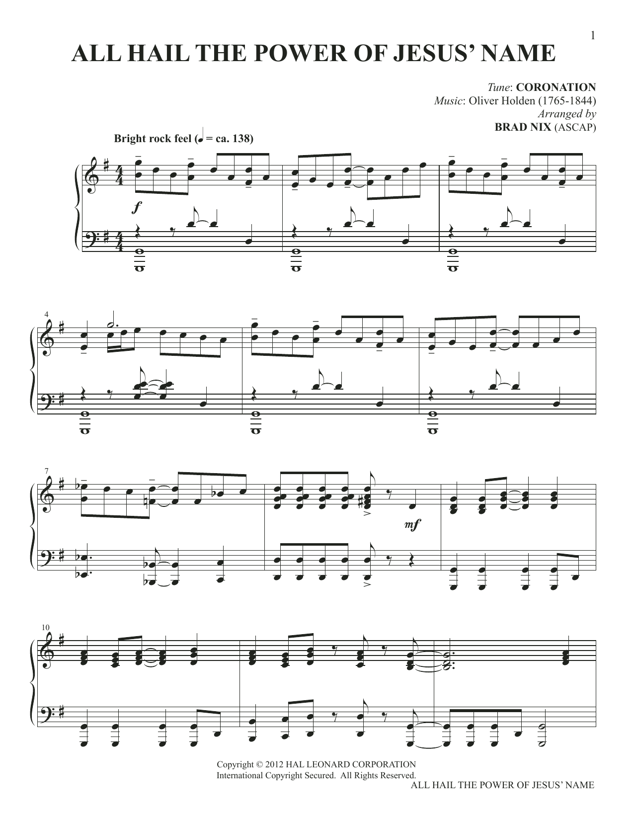 Edward Perronet and Oliver Holden All Hail The Power Of Jesus' Name (arr. Brad Nix) sheet music notes and chords. Download Printable PDF.