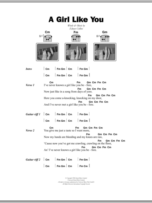 Edwyn Collins A Girl Like You sheet music notes and chords. Download Printable PDF.