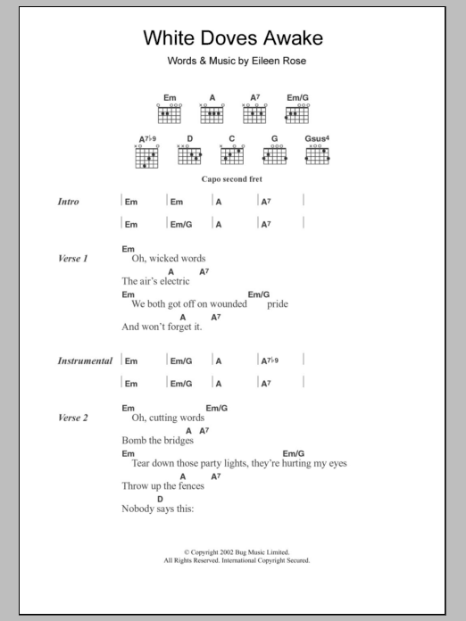 Eileen Rose White Doves Awake sheet music notes and chords. Download Printable PDF.