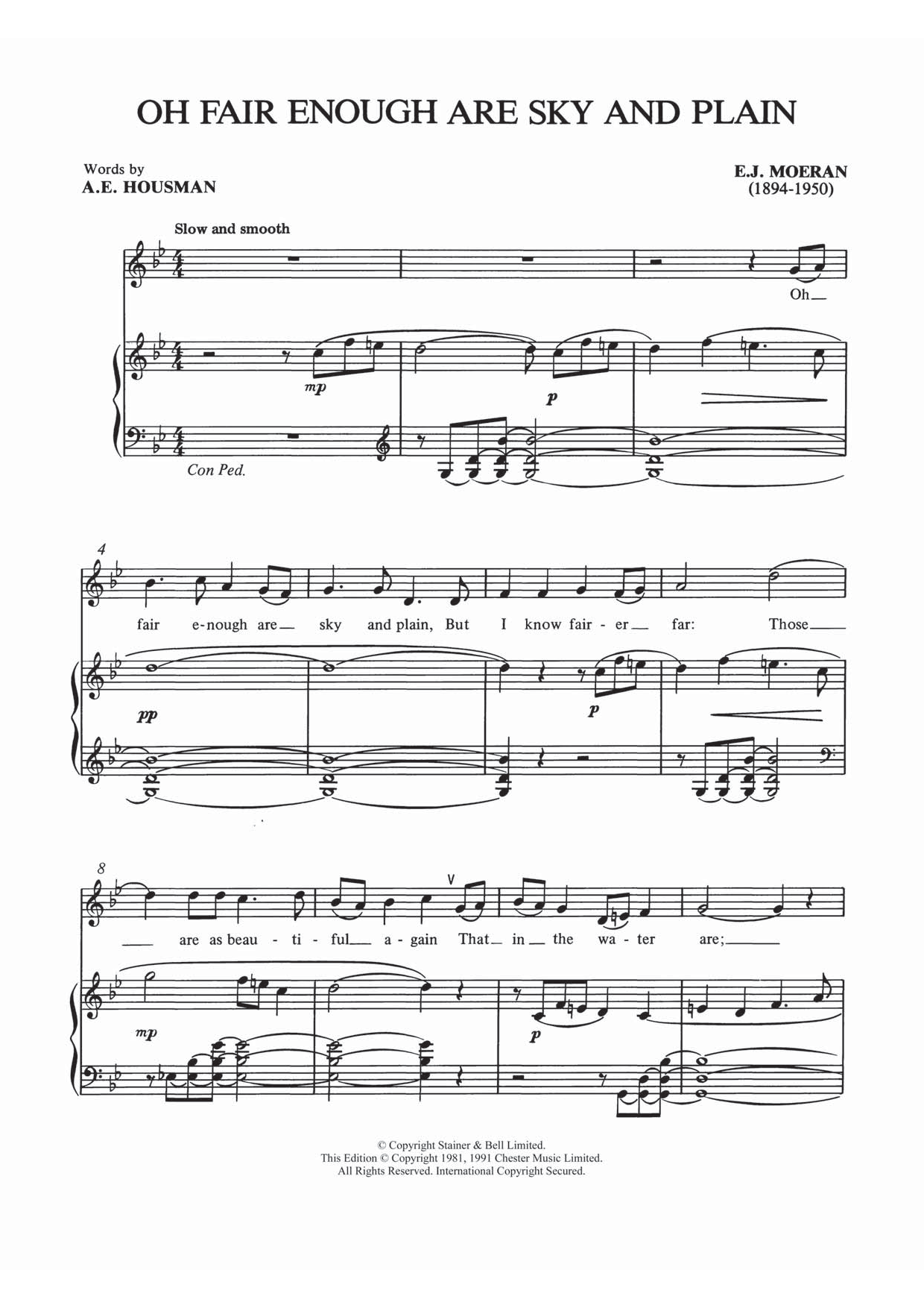 Learn to play E.J. Moeran Oh Fair Enough Are Sky And Plain sheet music for Piano, Vocal & Guitar Chords in minutes. Price: 7.8900$ E.J. Moeran Oh Fair Enough Are Sky And Plain sheet music notes and chords arranged for Piano, Vocal & Guitar Chords