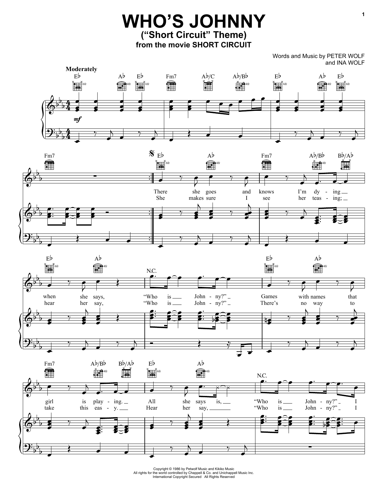 Learn to play El Debarge Who's Johnny sheet music for Piano, Vocal & Guitar Chords (Right-Hand Melody) in minutes. Price: 7.8900$ El Debarge Who's Johnny sheet music notes and chords arranged for Piano, Vocal & Guitar Chords (Right-Hand Melody)
