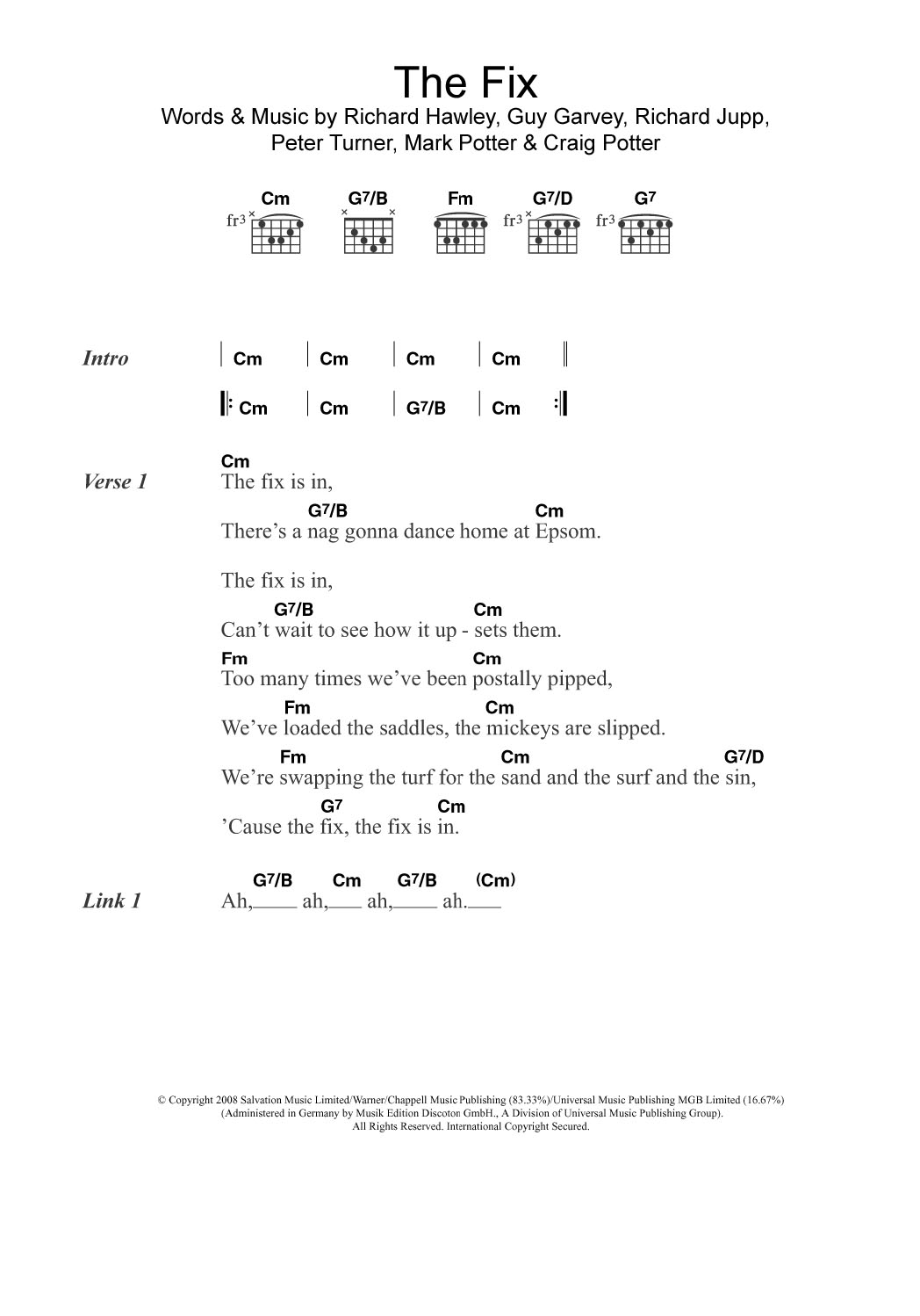 Elbow The Fix (feat. Richard Hawley) sheet music notes and chords. Download Printable PDF.