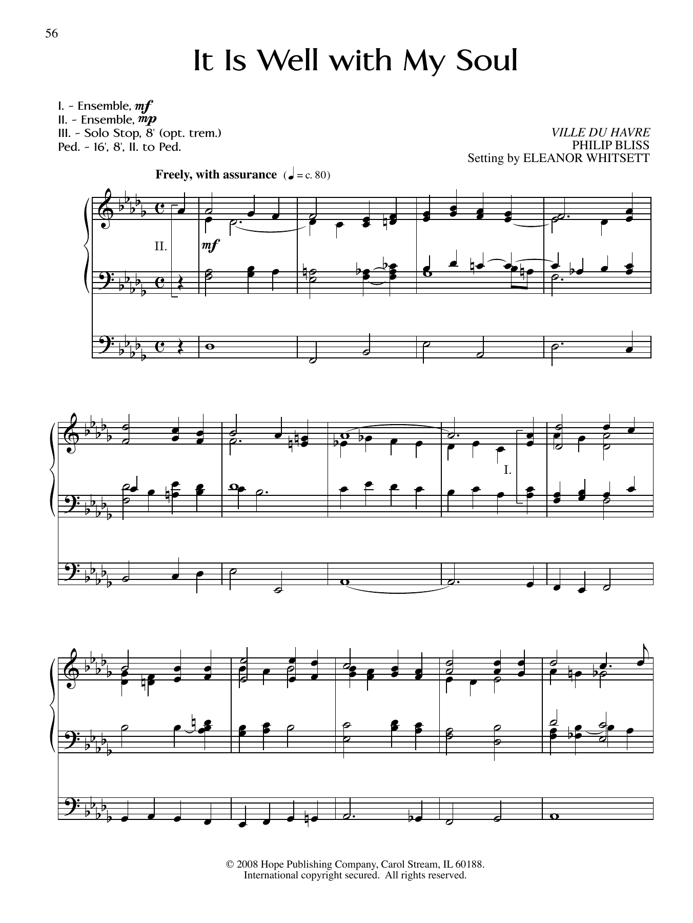 Eleanor Whitsett It Is Well with My Soul sheet music notes and chords. Download Printable PDF.