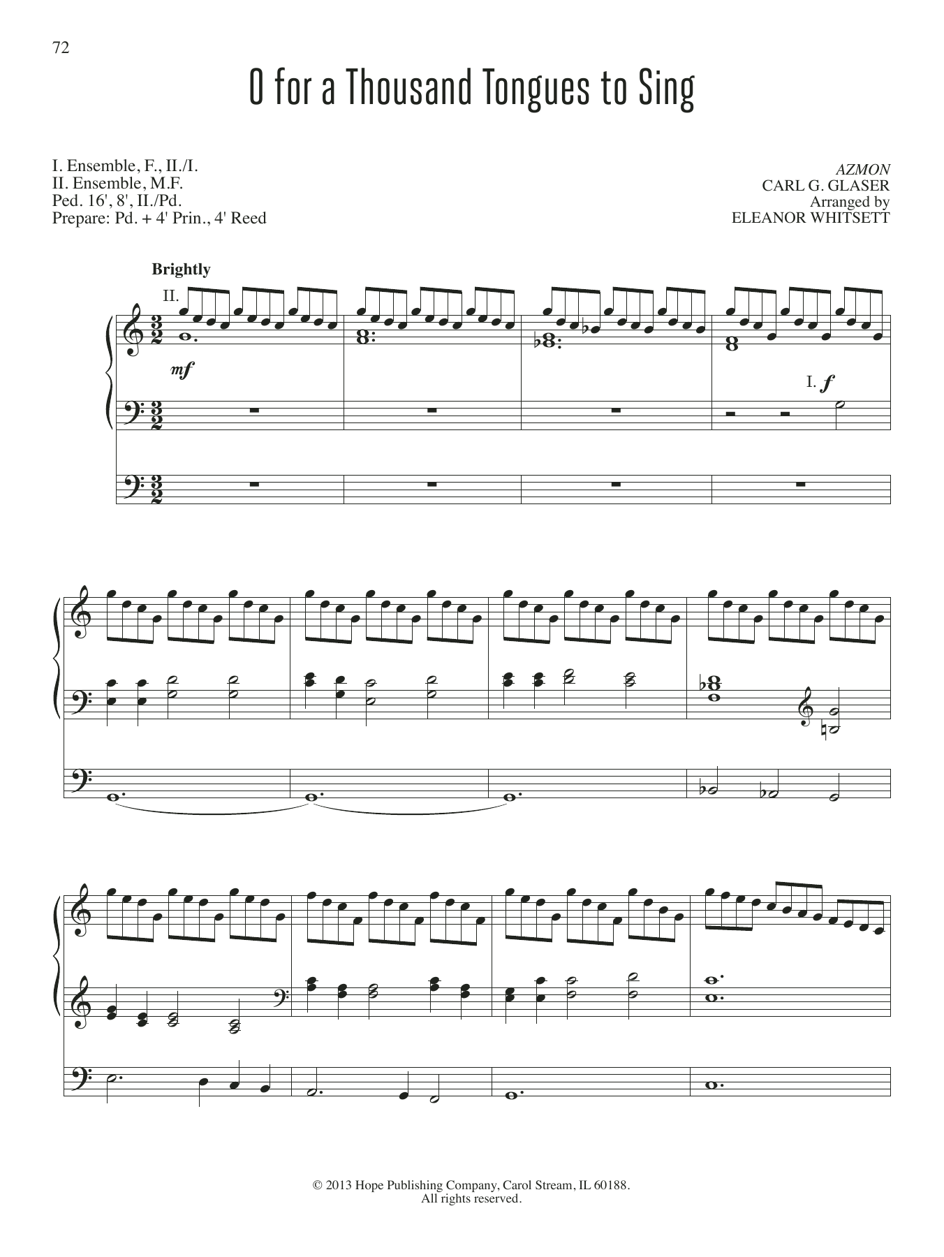 Eleanor Whitsett O For A Thousand Tongues To Sing sheet music notes and chords. Download Printable PDF.