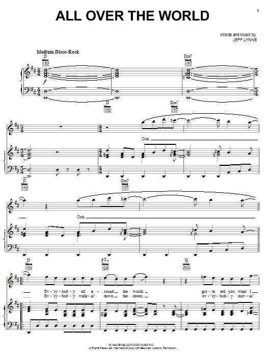 Electric Light Orchestra All Over The World sheet music notes and chords. Download Printable PDF.