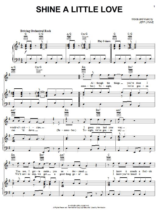 Electric Light Orchestra Shine A Little Love sheet music notes and chords. Download Printable PDF.