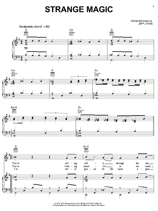 Electric Light Orchestra Strange Magic sheet music notes and chords. Download Printable PDF.