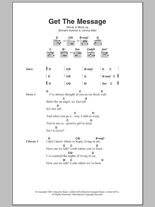 Electronic Get The Message sheet music notes and chords arranged for Guitar Chords/Lyrics