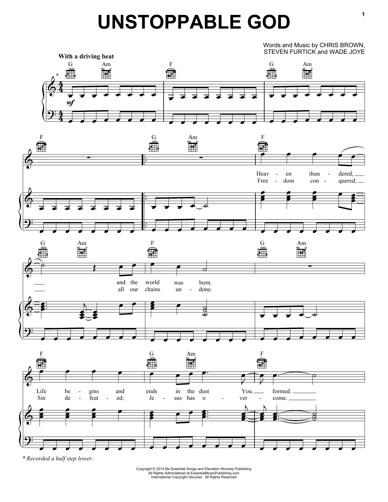 Learn to play Elevation Worship Unstoppable God sheet music for Piano, Vocal & Guitar Chords (Right-Hand Melody) in minutes. Price: 7.8900$ Elevation Worship Unstoppable God sheet music notes and chords arranged for Piano, Vocal & Guitar Chords (Right-Hand Melody)