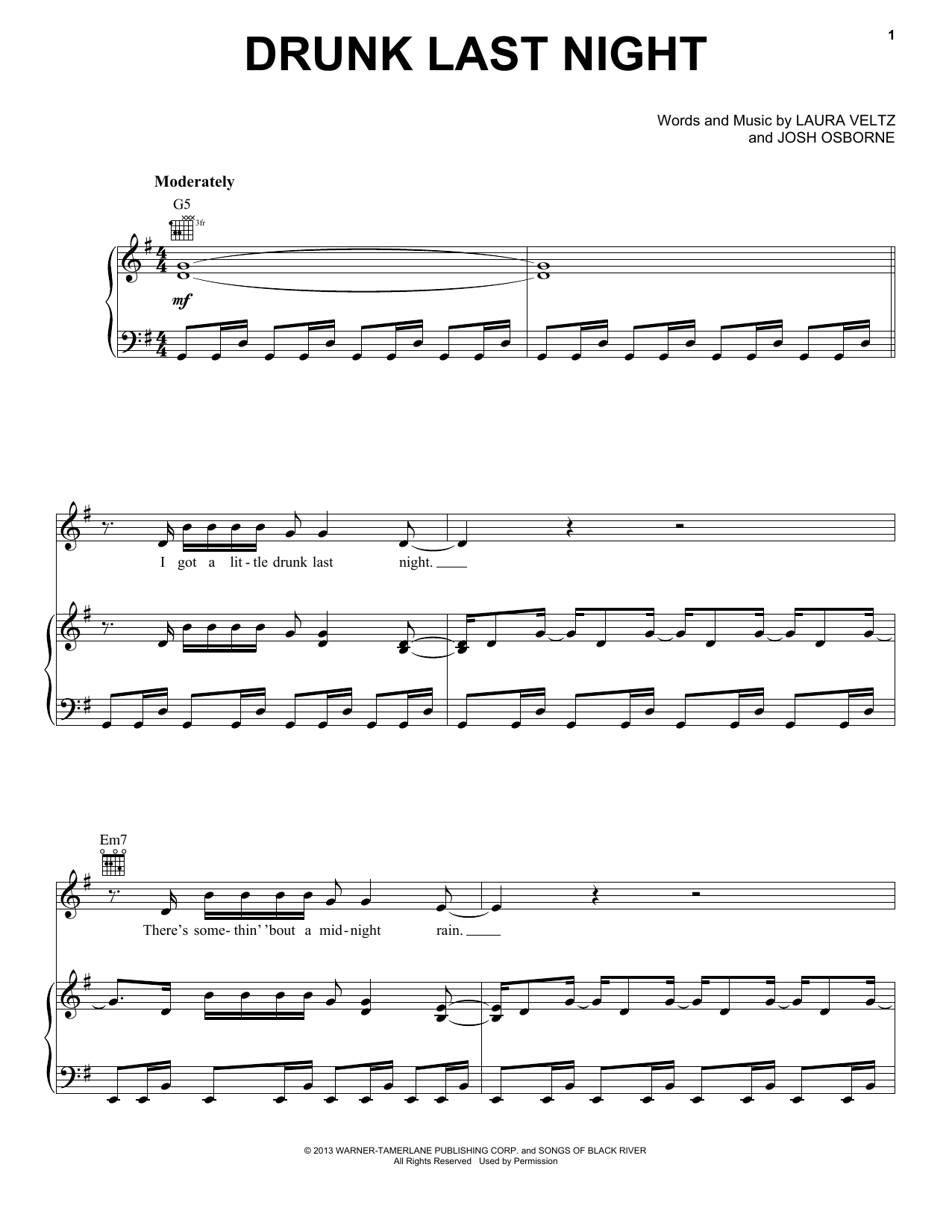 Learn to play Eli Young Band Drunk Last Night sheet music for Piano, Vocal & Guitar Chords (Right-Hand Melody) in minutes. Price: 7.8900$ Eli Young Band Drunk Last Night sheet music notes and chords arranged for Piano, Vocal & Guitar Chords (Right-Hand Melody)