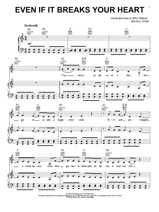 Eli Young Band Even If It Breaks Your Heart sheet music notes and chords. Download Printable PDF.