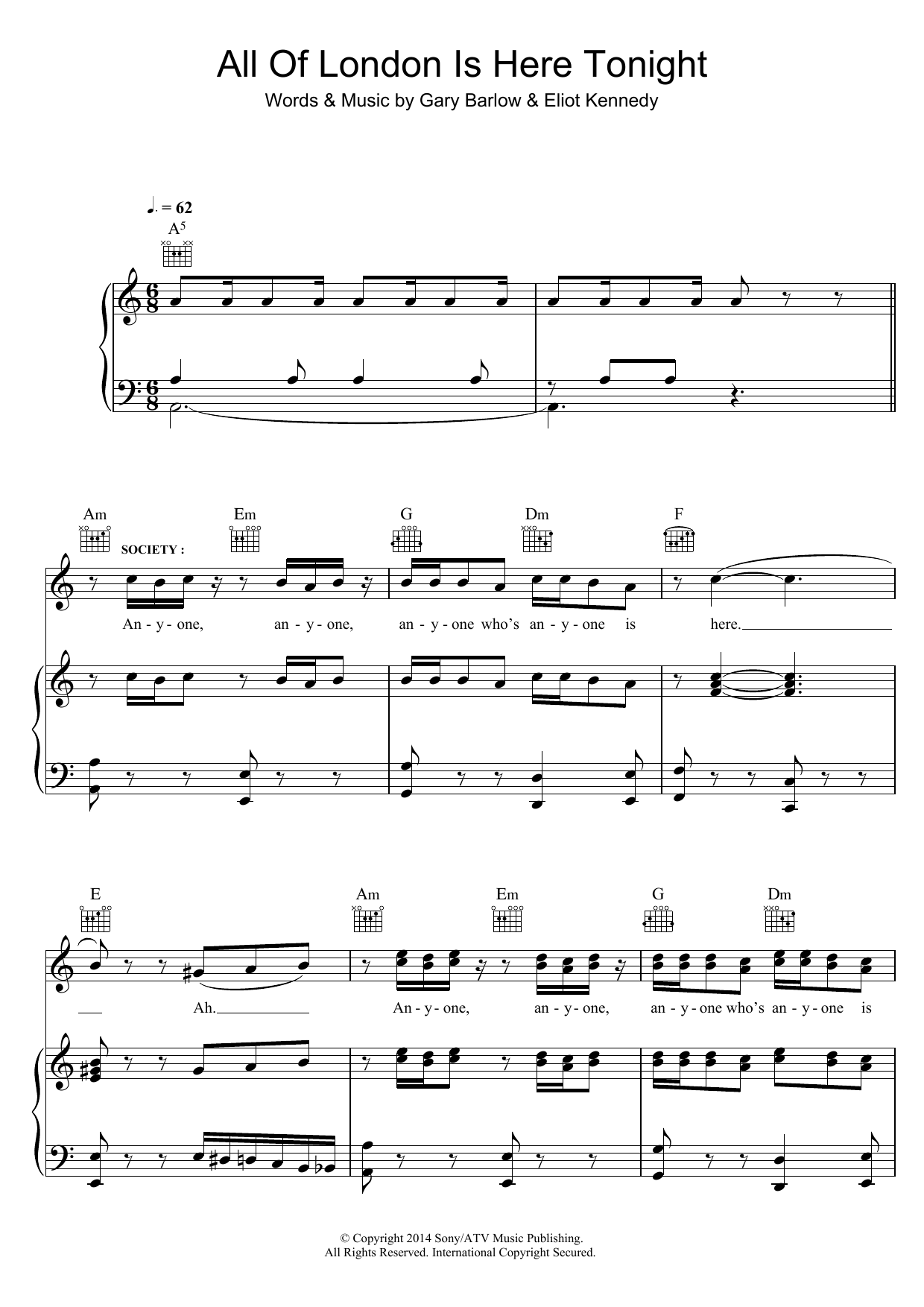 Learn to play Gary Barlow & Eliot Kennedy All Of London Is Here Tonight (from 'Finding Neverland') sheet music for Piano, Vocal & Guitar Chords in minutes. Price: 7.8900$ Gary Barlow & Eliot Kennedy All Of London Is Here Tonight (from 'Finding Neverland') sheet music notes and chords arranged for Piano, Vocal & Guitar Chords