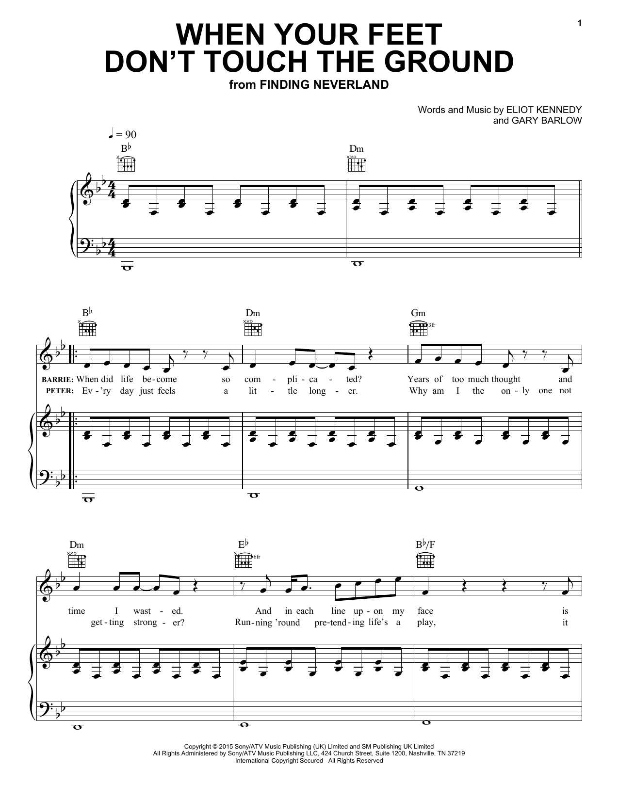 Eliot Kennedy When Your Feet Don't Touch The Ground sheet music notes and chords. Download Printable PDF.