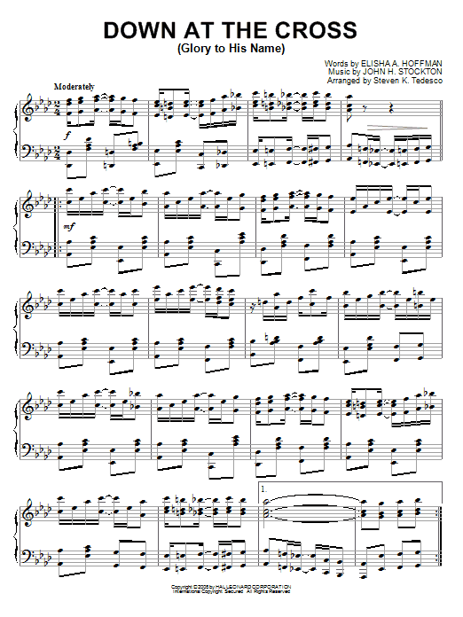 John H. Stockton Down At The Cross (Glory To His Name) sheet music notes and chords arranged for Piano Solo