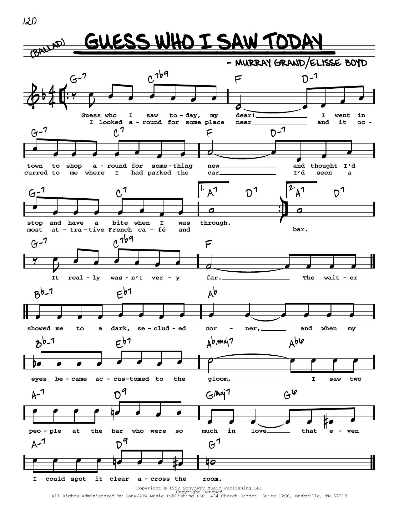Learn to play Elisse Boyd Guess Who I Saw Today (High Voice) sheet music for Real Book – Melody, Lyrics & Chords in minutes. Price: 5.9900$ Elisse Boyd Guess Who I Saw Today (High Voice) sheet music notes and chords arranged for Real Book – Melody, Lyrics & Chords
