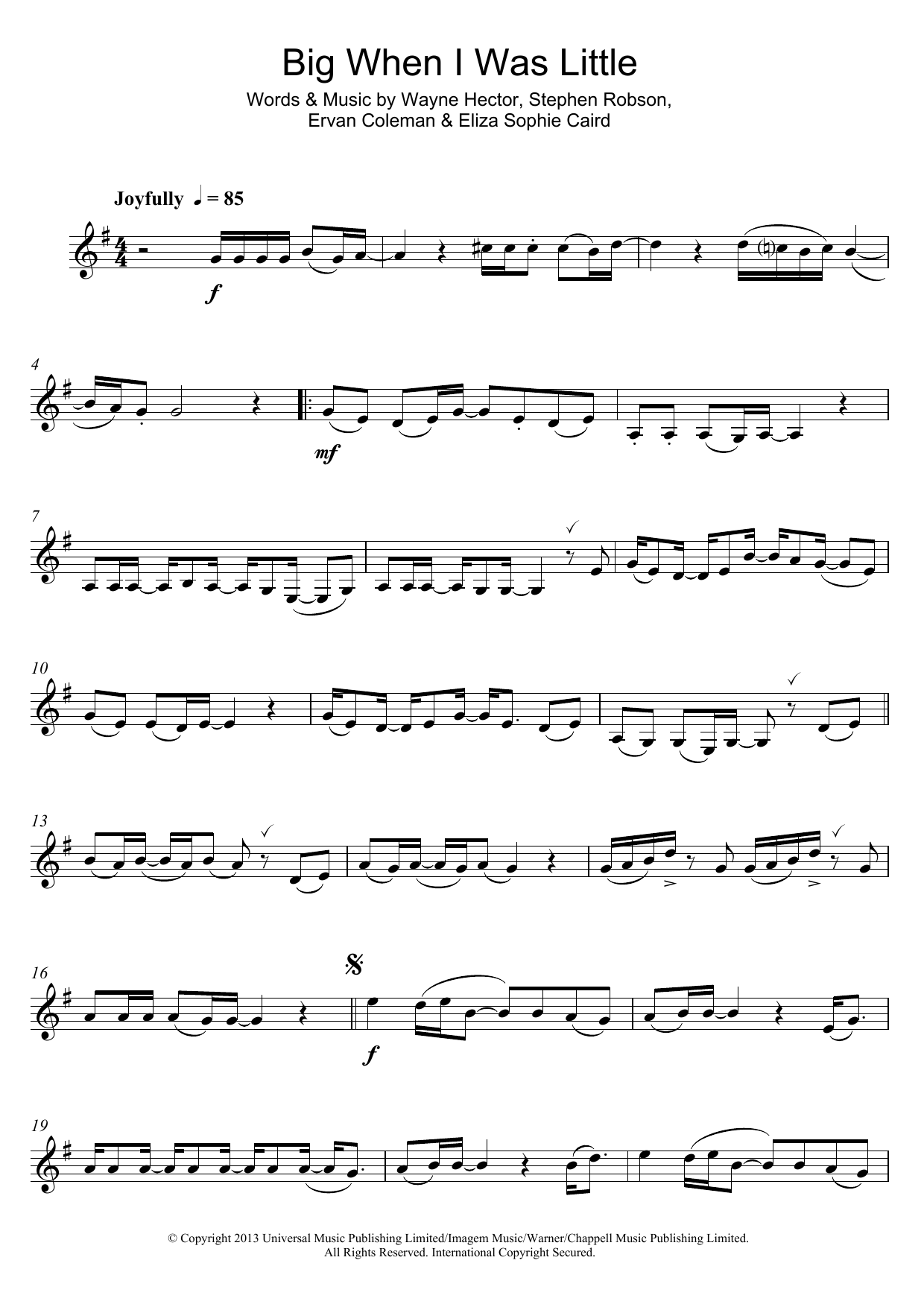 Eliza Doolittle Big When I Was Little sheet music notes and chords. Download Printable PDF.