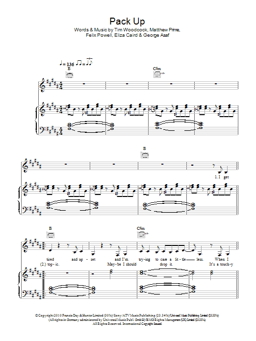 Eliza Doolittle Pack Up sheet music notes and chords. Download Printable PDF.