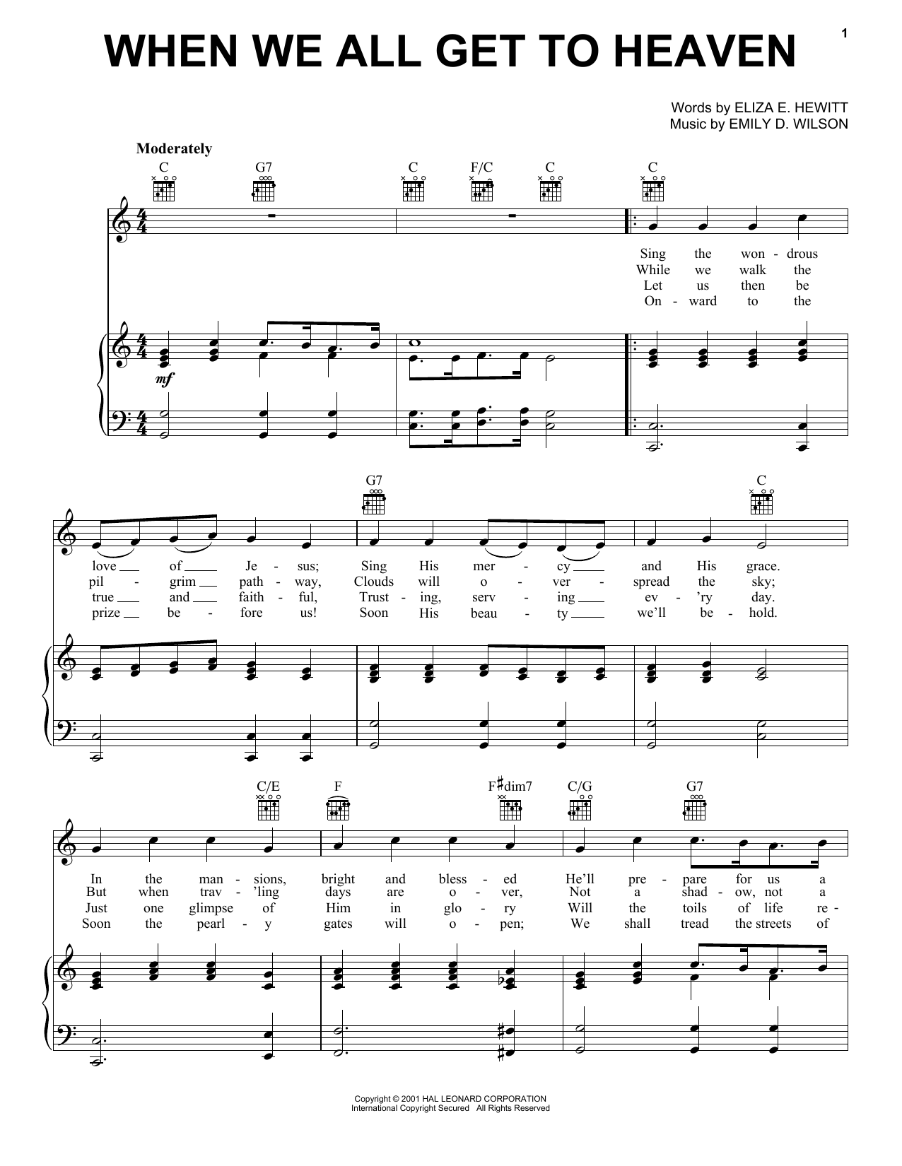 Eliza E. Hewitt When We All Get To Heaven sheet music notes and chords. Download Printable PDF.