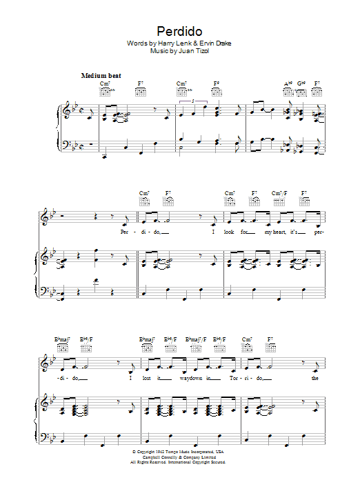 Ella Fitzgerald Perdido sheet music notes and chords arranged for Piano, Vocal & Guitar Chords