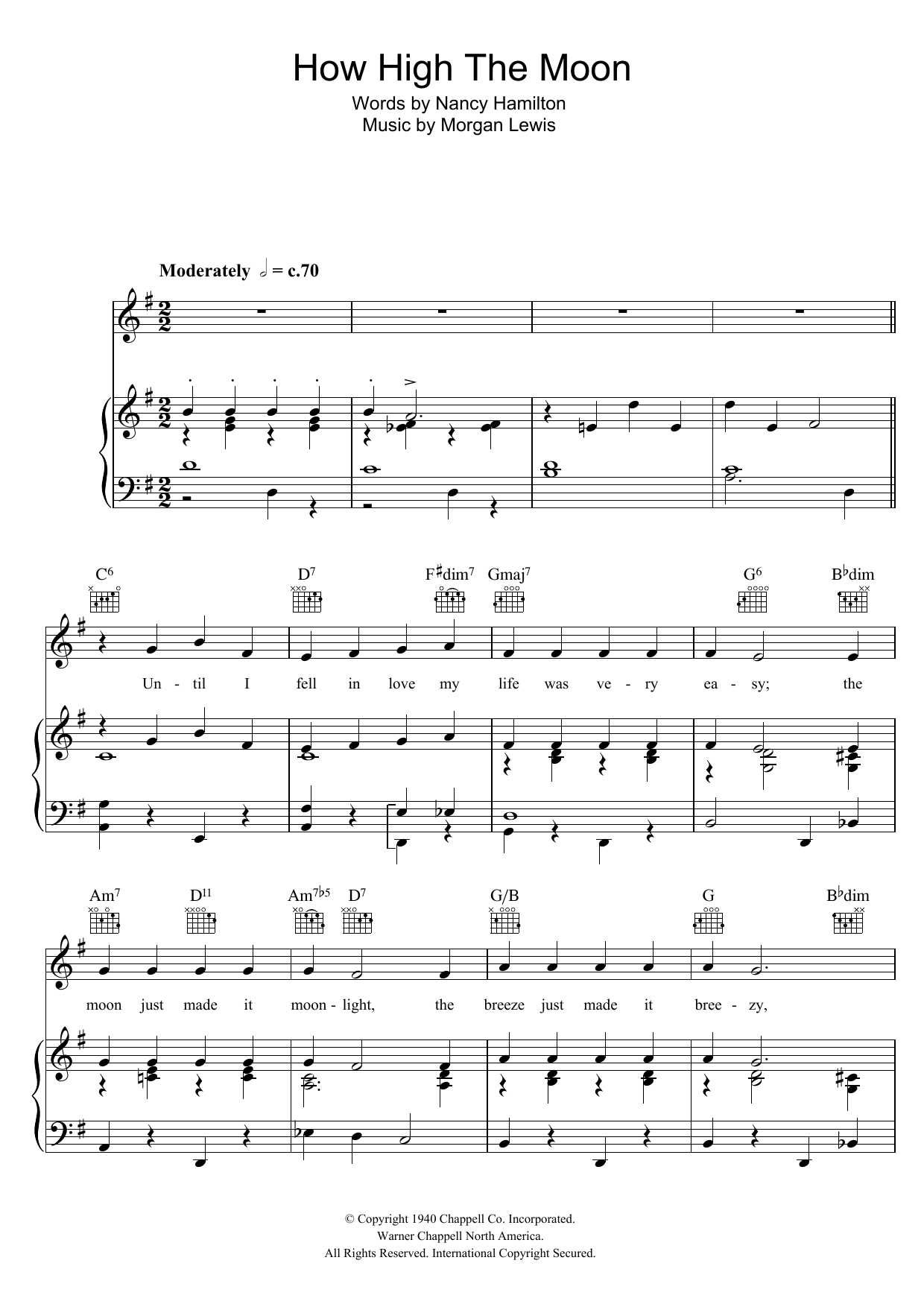 Ella Fitzgerald How High The Moon sheet music notes and chords. Download Printable PDF.