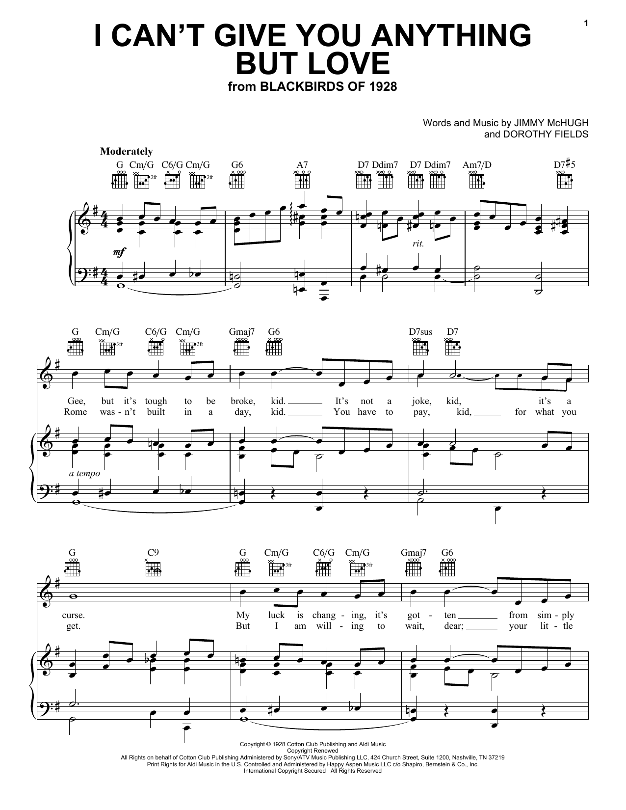 Ella Fitzgerald I Can't Give You Anything But Love sheet music notes and chords. Download Printable PDF.