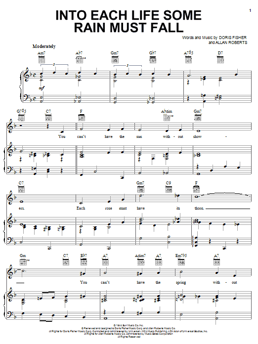 Ella Fitzgerald Into Each Life Some Rain Must Fall sheet music notes and chords arranged for Piano, Vocal & Guitar Chords (Right-Hand Melody)