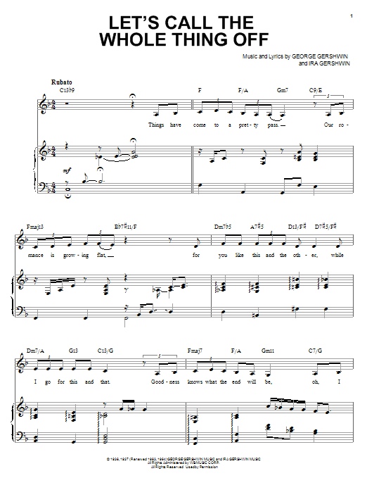 Ella Fitzgerald Let's Call The Whole Thing Off sheet music notes and chords. Download Printable PDF.