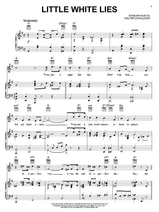 Ella Fitzgerald Little White Lies sheet music notes and chords arranged for Piano, Vocal & Guitar Chords (Right-Hand Melody)