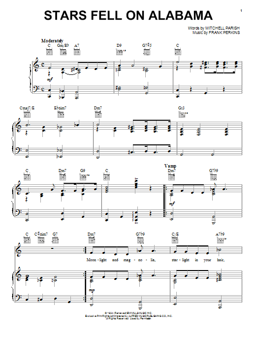 Ella Fitzgerald Stars Fell On Alabama sheet music notes and chords. Download Printable PDF.