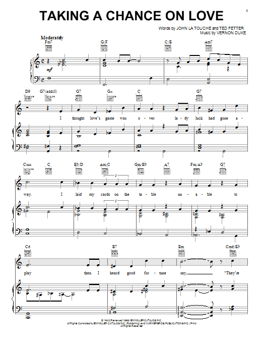 Ella Fitzgerald Taking A Chance On Love sheet music notes and chords. Download Printable PDF.