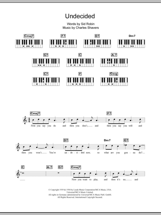 Ella Fitzgerald Undecided sheet music notes and chords. Download Printable PDF.