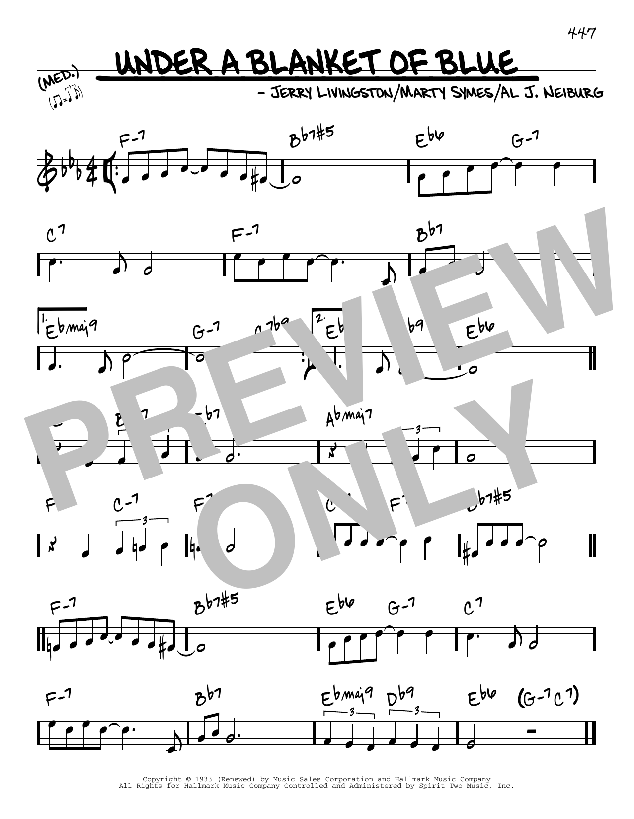 Ella Fitzgerald Under A Blanket Of Blue sheet music notes and chords. Download Printable PDF.