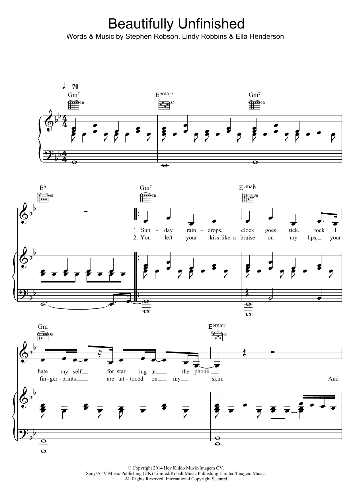 Ella Henderson Beautifully Unfinished sheet music notes and chords. Download Printable PDF.