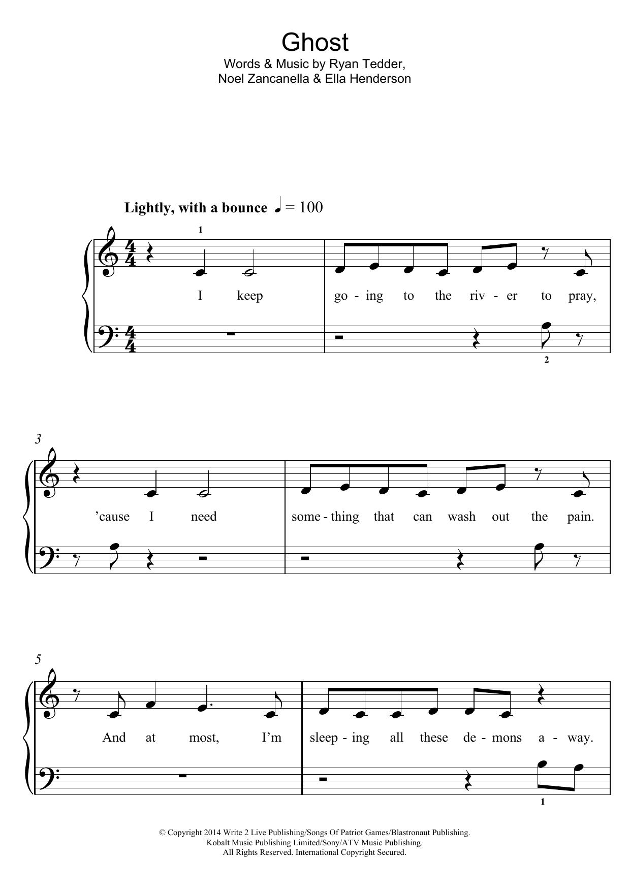 Ella Henderson Ghost sheet music notes and chords. Download Printable PDF.