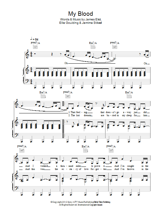 Ellie Goulding My Blood sheet music notes and chords. Download Printable PDF.