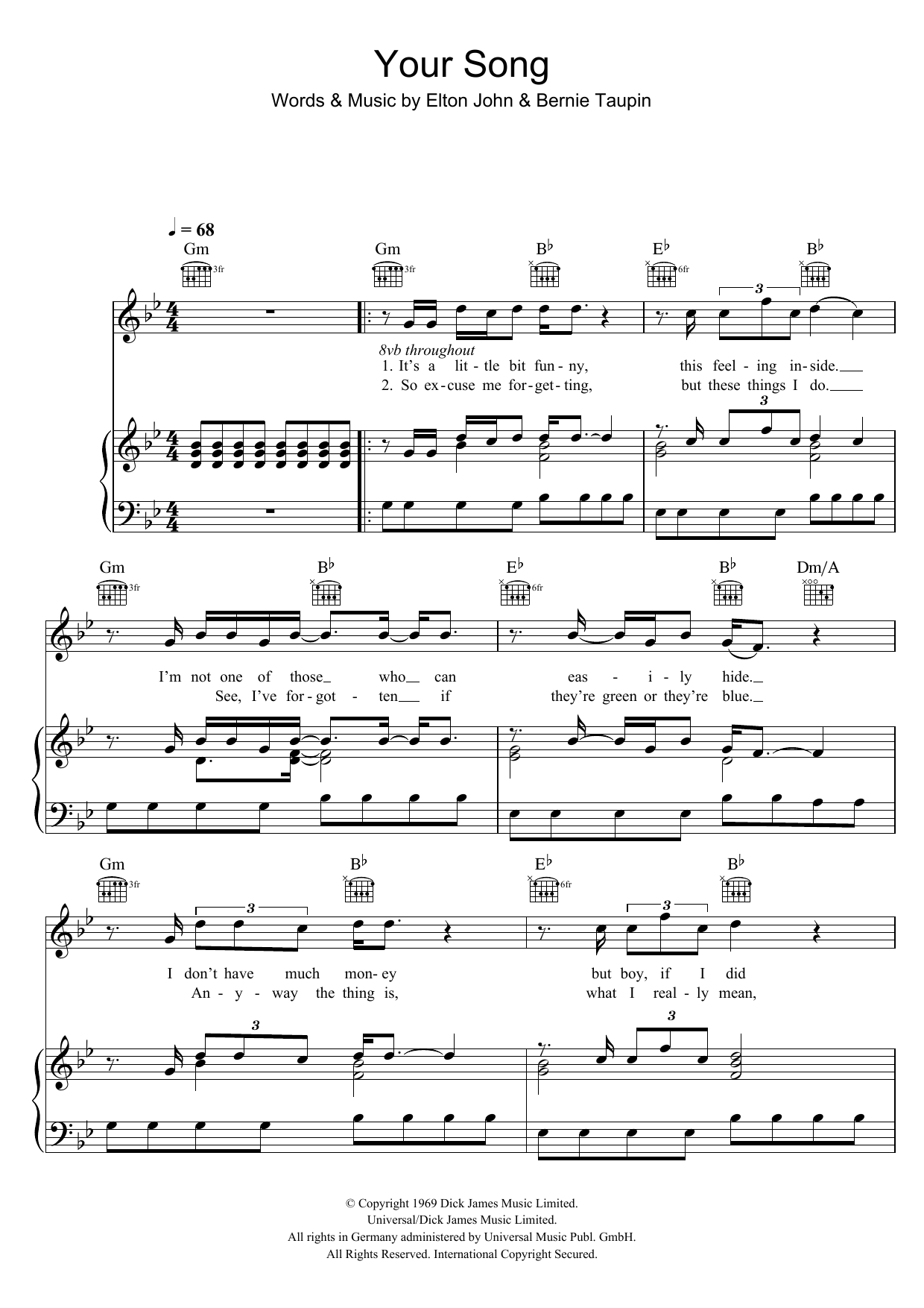 Ellie Goulding Your Song sheet music notes and chords. Download Printable PDF.