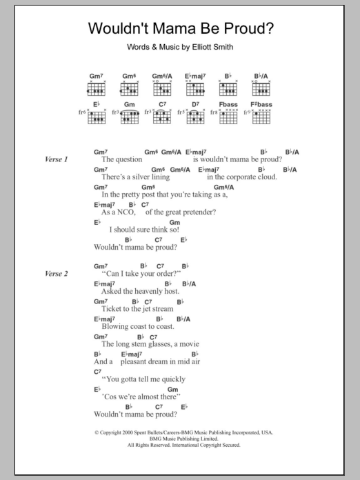 Elliott Smith Wouldn't Mama Be Proud? sheet music notes and chords. Download Printable PDF.