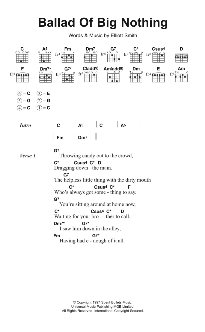 Elliott Smith Ballad Of Big Nothing sheet music notes and chords. Download Printable PDF.