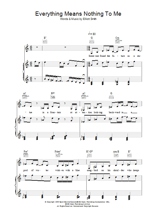 Elliott Smith Everything Means Nothing To Me sheet music notes and chords. Download Printable PDF.