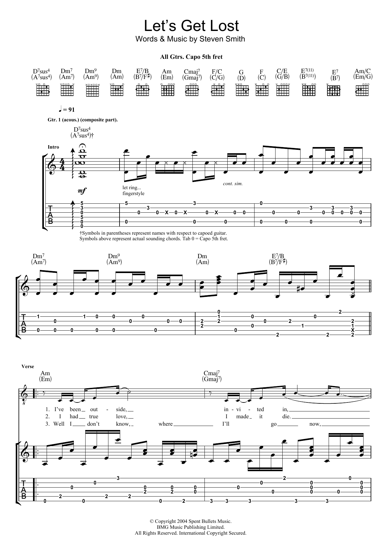 Learn to play Elliott Smith Let's Get Lost sheet music for Guitar Tab in minutes. Price: 7.8900$ Elliott Smith Let's Get Lost sheet music notes and chords arranged for Guitar Tab