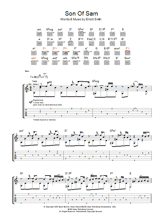 Elliott Smith Son Of Sam sheet music notes and chords. Download Printable PDF.