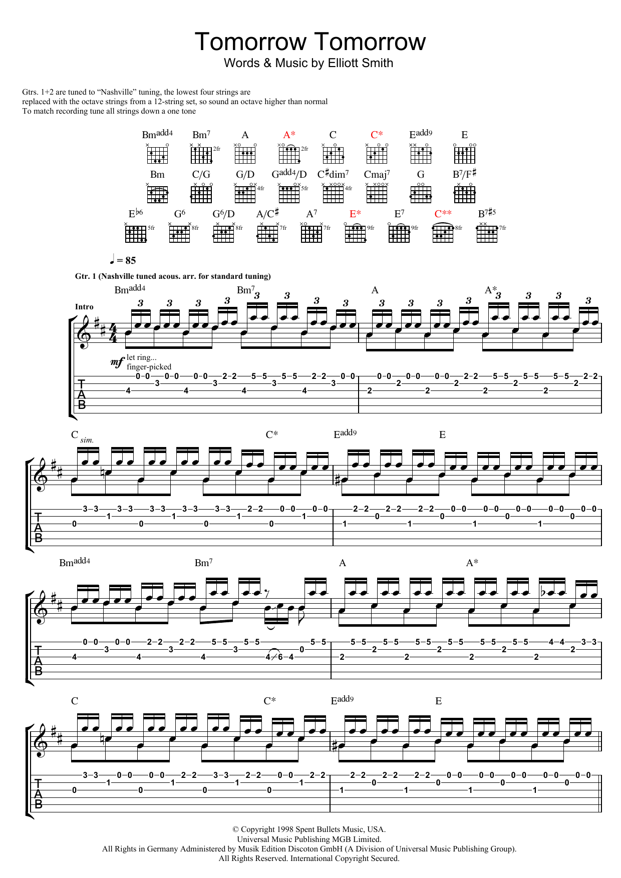 Learn to play Elliott Smith Tomorrow Tomorrow sheet music for Guitar Tab in minutes. Price: 7.8900$ Elliott Smith Tomorrow Tomorrow sheet music notes and chords arranged for Guitar Tab