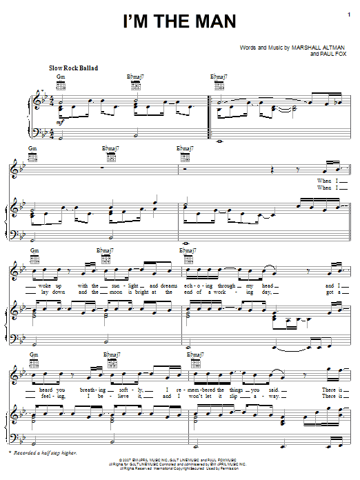 Elliott Yamin I'm The Man sheet music notes and chords arranged for Piano, Vocal & Guitar Chords (Right-Hand Melody)