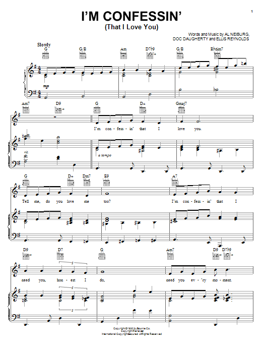 Ellis Reynolds I'm Confessin' (That I Love You) sheet music notes and chords. Download Printable PDF.