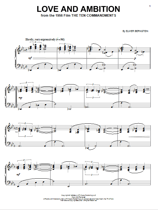 Learn to play Elmer Bernstein Love And Ambition sheet music for Piano Solo in minutes. Price: 7.8900$ Elmer Bernstein Love And Ambition sheet music notes and chords arranged for Piano Solo