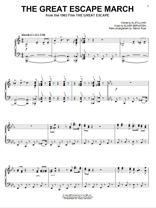 Elmer Bernstein The Great Escape Waltz sheet music notes and chords. Download Printable PDF.