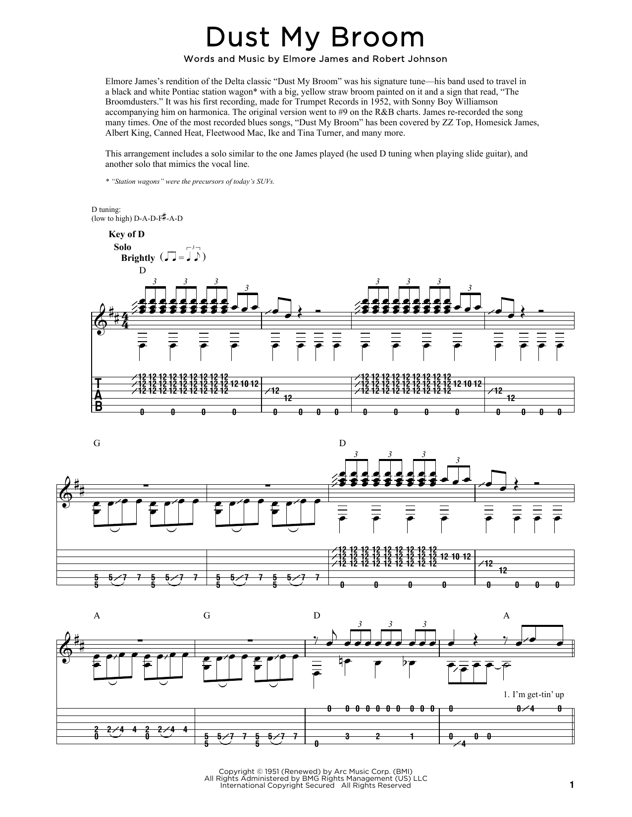 Elmore James Dust My Broom sheet music notes and chords. Download Printable PDF.