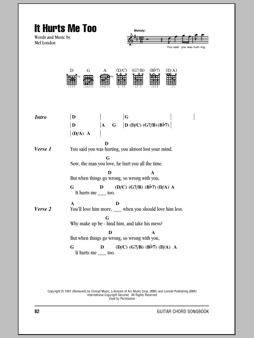 Elmore James It Hurts Me Too sheet music notes and chords. Download Printable PDF.